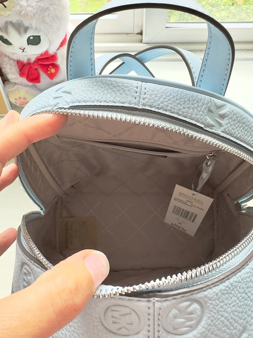 NWT🐬 Michael Kors Pale Ocen Rhea Medium Logo Debossed Backpack